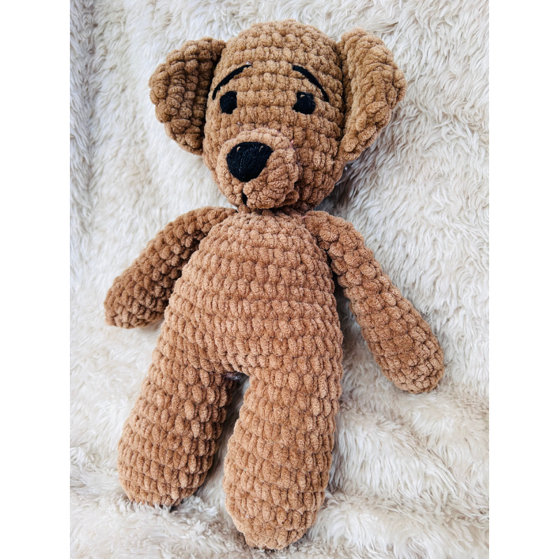 Doudou Ours Brun en Velours – Modèle Unique et Personnalisé