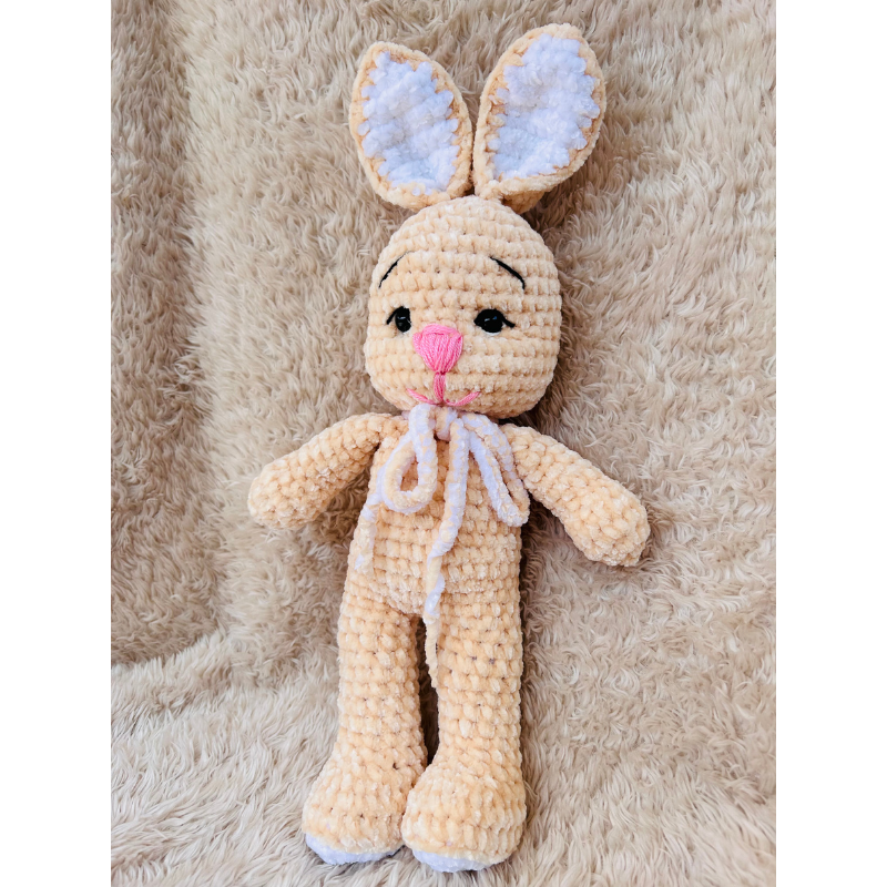 Doudou Lapin Beige en Velours – Modèle Unique et Personnalisé