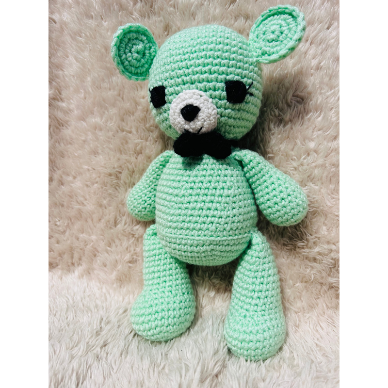 Doudou Ours Vert en Coton – Modèle Unique et Personnalisé