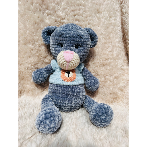 Doudou Ours Bleu en Velours – Modèle Unique et Personnalisé