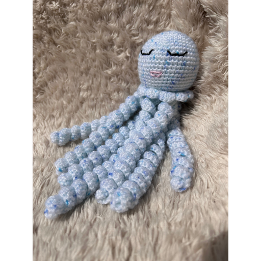 Doudou Pieuvre dans les tons de bleu  en Coton – Modèle Unique et Personnalisé