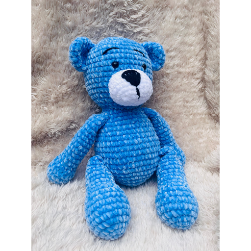 Doudou Ours Bleu en Velours – Modèle Unique et Personnalisé