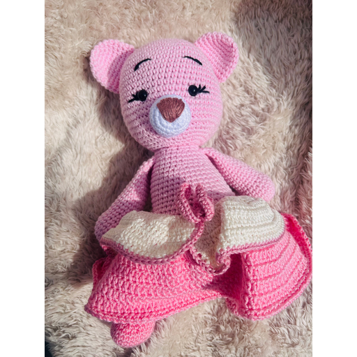 Doudou Ours Rose en Coton – Modèle Unique et Personnalisé