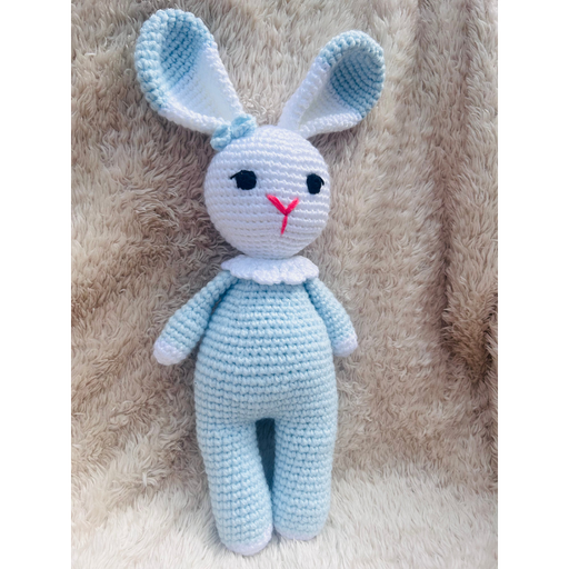 Doudou Lapin Bleu en Coton – Modèle Unique et Personnalisé